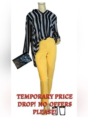 AVENUE BLACK & WHITE STRIPED BUTTON DOWN BLOUSE (18/20)
